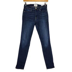 2/$30 FRAME Le High Skinny Jeans in Wythe Size 27 Split Hems Stretch Denim